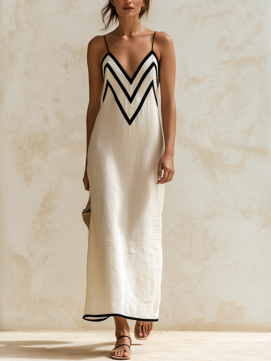 Nerea · Vestido maxi con bordes en contraste
