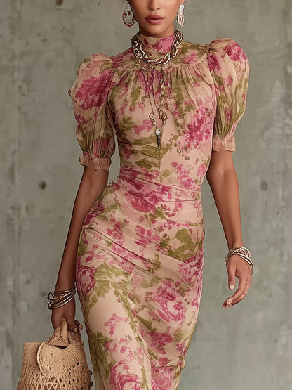 VERA | VESTIDO MAXI FLORAL CON VOLANTES